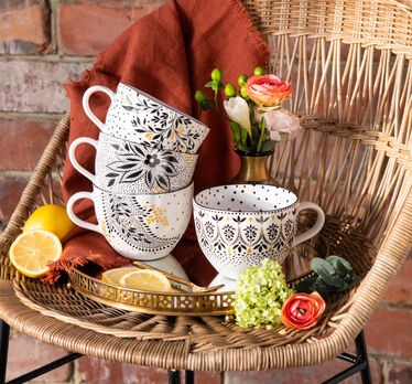 Sara Miller Artisanne Noir Mug, Lotus